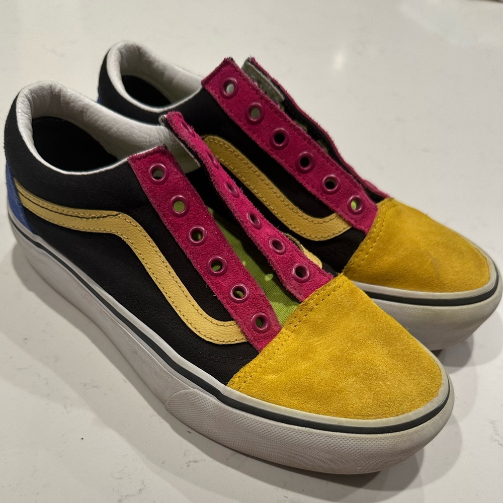 Vans, suede, multi-colored gently used shoes